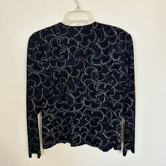 Scott McClintock Womens Velvet Blazer Jacket Top Size 10 Black Gold Evening Vtg - Picture 7 of 9